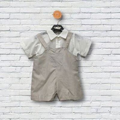 2-Piece Baby Boy Striped Rompers Set with Shirt 6-18M KidsRoom 1031-5428 - KidsRoom (1)