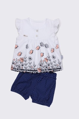 2-Piece Baby Girl Blouse Set with Shorts 6-24M Kidexs 1026-65023 Светло-серовато- синий