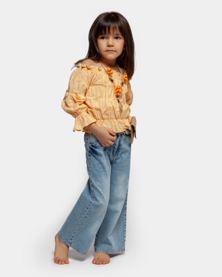 2-Piece Bellbottom Pants with Blouse and Bag 6-9Y Bupper Kids 1053-22386 Yellow