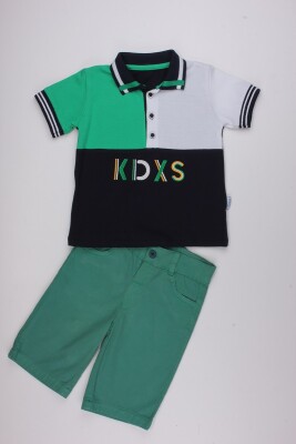 2-Piece Boy Polo T-shirt Set with Shorts 2-5Y Kidexs 1026-65074 Зелёный 