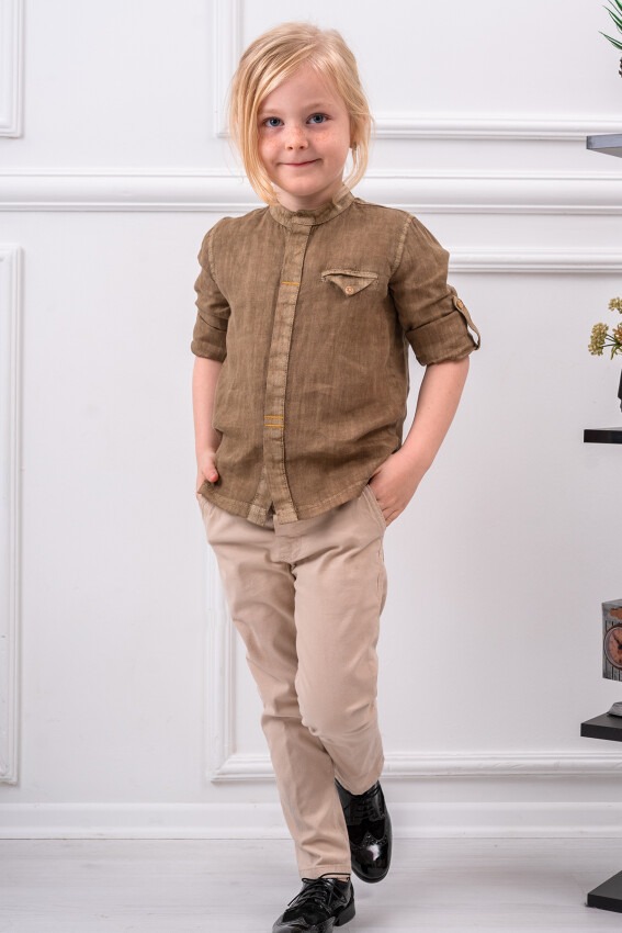 2-Piece Boy Shirt Set with Pants 1-4Y Lemon 1015-9706 - 1