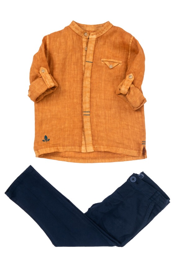 2-Piece Boy Shirt Set with Pants 1-4Y Lemon 1015-9706 - 3