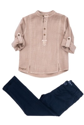 2-Piece Boy Shirt Set with Pants 1-4Y Lemon 1015-9712 Бежевый 