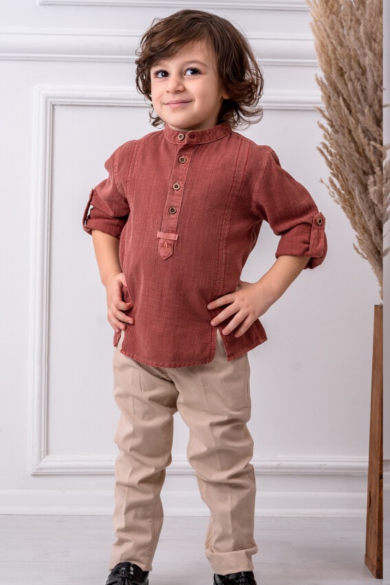 2-Piece Boy Shirt Set with Pants 1-4Y Lemon 1015-9712 - 2