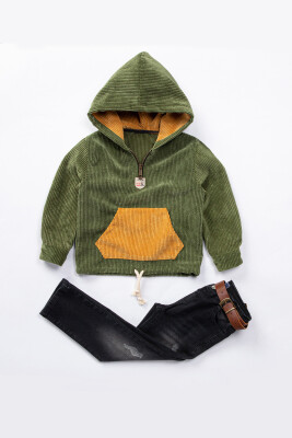 2-Piece Boy Sweatshirt Set with Pants 1-4Y Lemon 1015-9548 Khaki