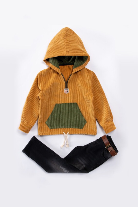 2-Piece Boy Sweatshirt Set with Pants 5-8Y Lemon 1015-9549 - 3