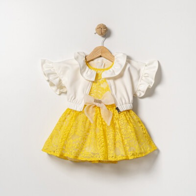 2-Piece Girl Dress Set with Vest 9-24M Cumino 1014-CMN3064 Yellow