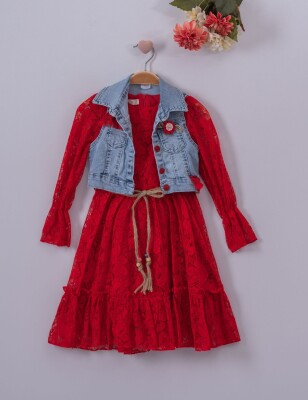 2-Piece Girl Dress with Jean Vest 5-8Y Eray Kids 1044-13176 - 2