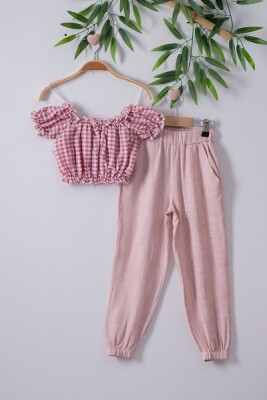 2-Piece Girl Pant Set with Tops 7-10Y Büşra Bebe 1016-221046 Пыльная роза