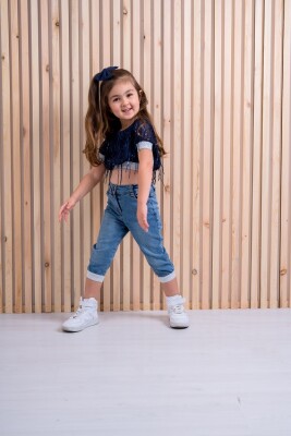 2-Piece Girl Set with Blouse and Jeans 3-6Y Büşra Bebe 1016-211128 Темно-синий