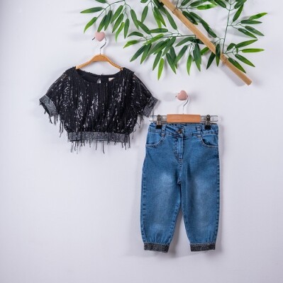 2-Piece Girl Set with Blouse and Jeans 3-6Y Büşra Bebe 1016-211128 - 1
