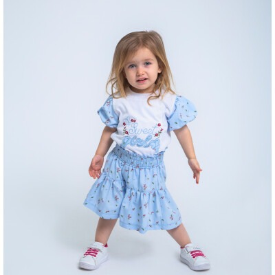  2-Piece Girl Set with Embroidered Blouse and Short Skirt 6-18M KidsRoom 1031-5499 - KidsRoom