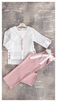 2-Piece Girl Set with Necklaced and Pants 6-12Y Tivido 1042-1856 Пудра