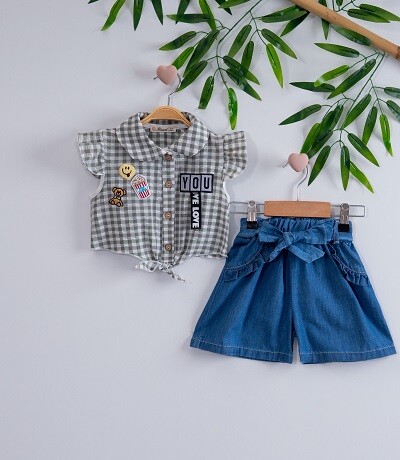 2-Piece Girl Set With Shorts 3-6Y Büşra Bebe 1016-221052 - 1