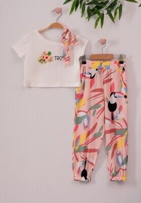 2-Piece Girl Set with Tropical 7-10Y Büşra Bebe 1016-221042 Пудра