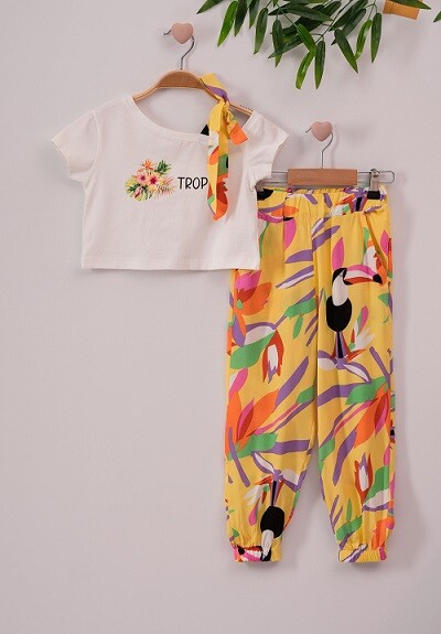 2-Piece Girl Set with Tropical 7-10Y Büşra Bebe 1016-221042 - 1