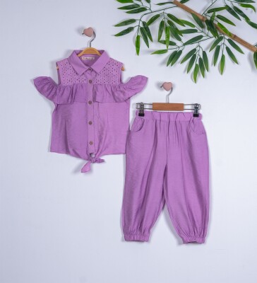 2-Piece Girl Set with Yoke Brode 3-6Y Büşra Bebe 1016-211137 - Büşra Bebe