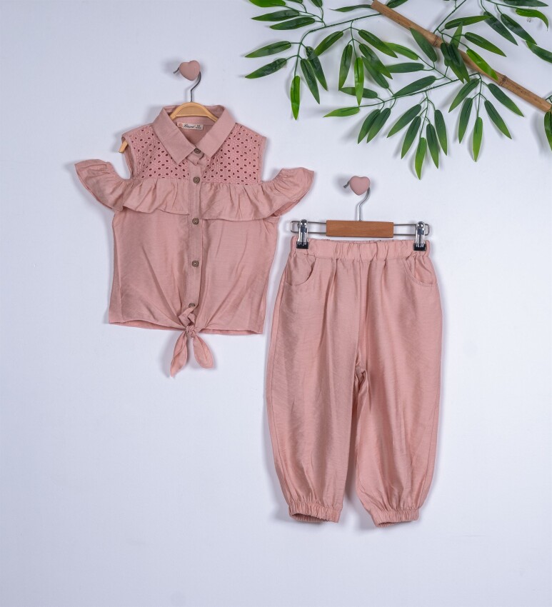 2-Piece Girl Set with Yoke Brode 3-6Y Büşra Bebe 1016-211137 - 2