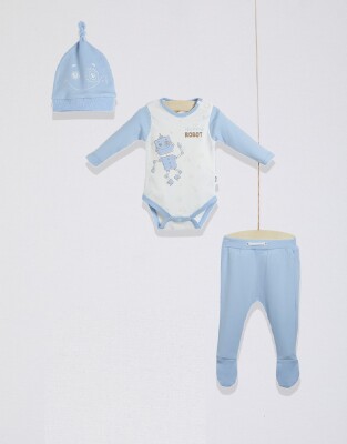 3-Piece Baby Boy Onesies Set with Pants and Hat 3-9M Wogi 1030-WG-T0507 - Wogi