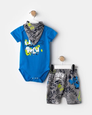 3-Piece Baby Boy Set with Foulard 6-18M Miniloox 1054-21485 Blue