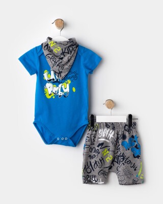 3-Piece Baby Boy Set with Foulard 6-18M Miniloox 1054-21485 Saxe