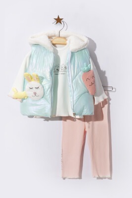 3-Piece Baby Girl Set with Jacket 0-18M Boncuk Bebe 1006-6045 - 1