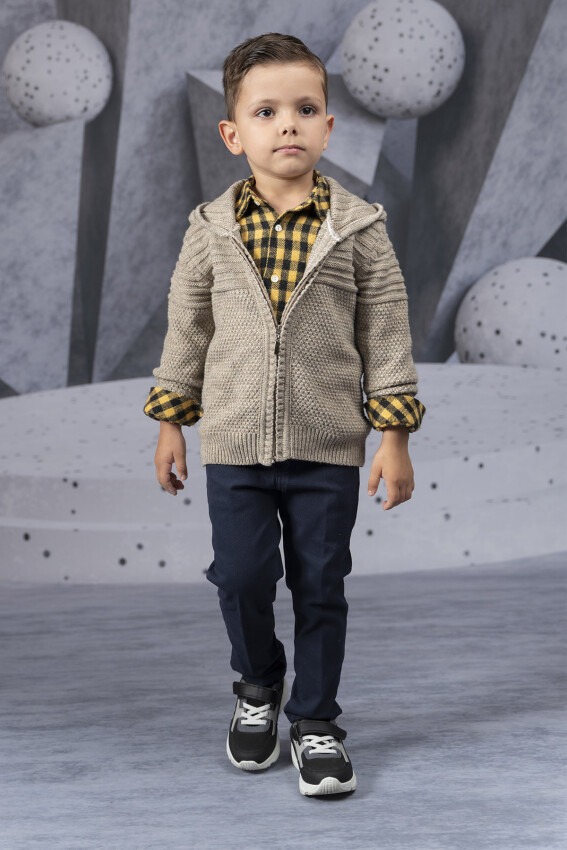 3-Piece Boy Knitwear Set With Shirt And Pants 1-4Y Lemon 1015-9800 - 1