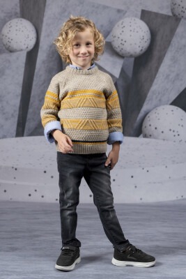 3-Piece Boy Knitwear Set With Shirt And Pants 5-8Y Lemon 1015-9783 - 2
