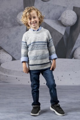 3-Piece Boy Knitwear Set With Shirt And Pants 5-8Y Lemon 1015-9783 Gray