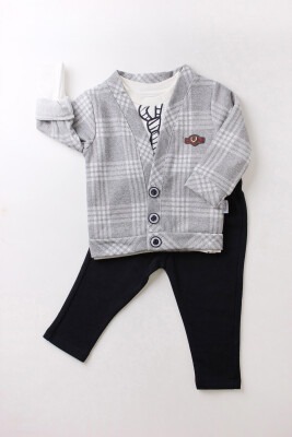 3-Piece Boy Knitwear Set with T-shirt and Pants 9-24M Kidexs 1026-90007 - Kidexs