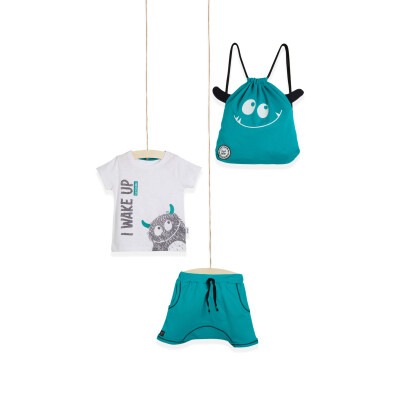 3-Piece T-shirt Set with Shorts and Bag 2-5Y 1030-WG-T0205 Green