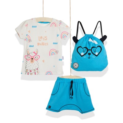 3-Piece T-shirt Set with Shorts and Bag 2-5Y Wogi 1030-WG-T0104 Light Blue