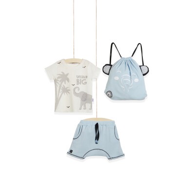 3-Piece T-shirt Set with Shorts and Bag 2-5Y Wogi 1030-WG-T0203-1 Light Blue