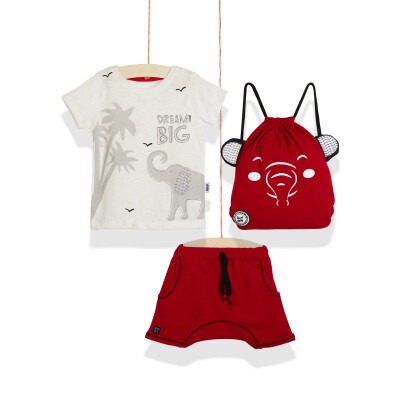 3-Piece T-shirt Set with Shorts and Bag 2-5Y Wogi 1030-WG-T0203-1 Red