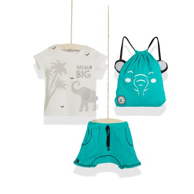 3-Piece T-shirt Set with Shorts and Bag 2-5Y Wogi 1030-WG-T0203-1 Green