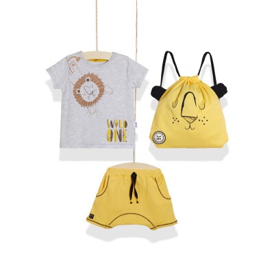 3-Piece T-shirt Set with Shorts and Bag 2-5Y Wogi 1030-WG-T0204 Yellow