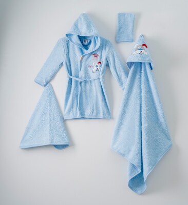 4-Piece Baby Bathrobe Set with Box 0-36M Ramel Kids 1072-398 Blue
