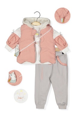 4-Piece Baby Girl Set with Jacket and Fish Bag 0-18M Boncuk Bebe 1006-6046 - Boncuk Bebe
