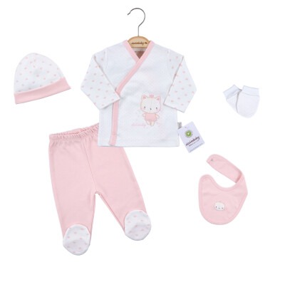 5-Piece Bodysuit Set with Ecru Cat 0-3M Ciccimbaby 1043-4594 - Ciccimbaby