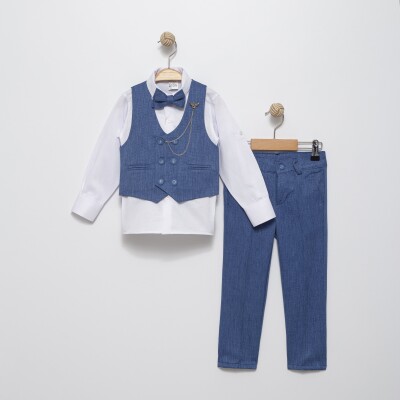 6 Button Tuxedo Full Suit 2-5Y Terry 1036-5350 Indigo