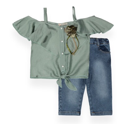 Airobin Denim Capri Set Büşra Bebe 1016-211117 Зелёный 