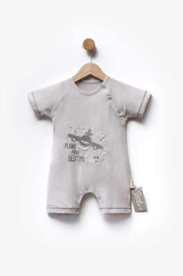 Airplane Embroidered Short Sleeve Jumpsuit 3-9M Flexi Baby 2063-236595 Gray