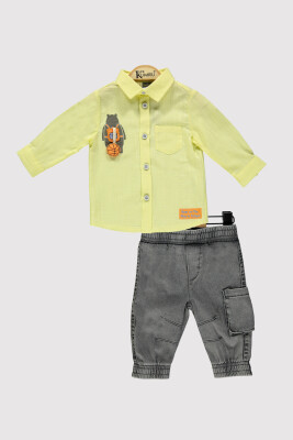 Baby Boy Bear Printed Shirt Set 6-18M Kumru Bebe 1075-4286 Yellow