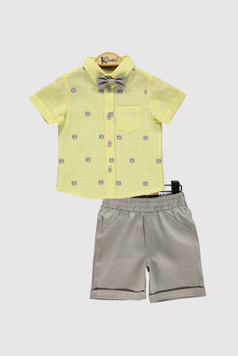 Baby Boy Bear Printed Shirt Set 6-18M Kumru Bebe 1075-4373 Yellow