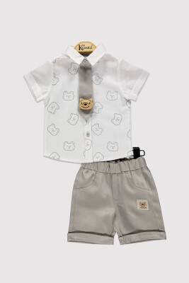 Baby Boy Bear Tie Set 6-18M Kumru Bebe 1075-4376 White