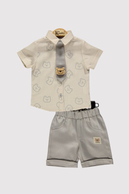 Baby Boy Bear Tie Set 6-18M Kumru Bebe 1075-4376 Beige