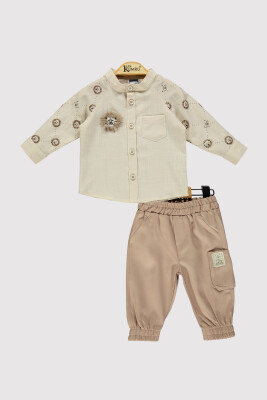 Baby Boy Lion Embroidered Set 6-18M Kumru Bebe 1075-4210 Beige