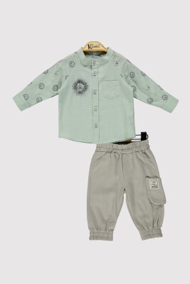 Baby Boy Lion Embroidered Set 6-18M Kumru Bebe 1075-4210 Mint Green 