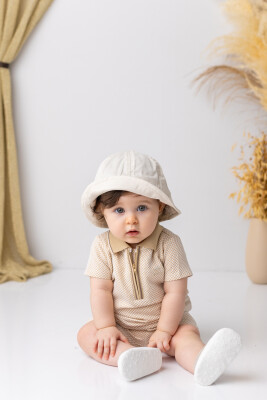 Baby Boy Polo Neck T-Shirt and Shorts Set 6-48M Mininio 2062-251M1LBT71A Beige