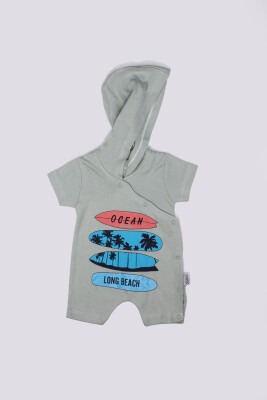 Baby Boy Rompers with Hoodie and Surfboard Printed Kidexs 1026-60019 Хаки 